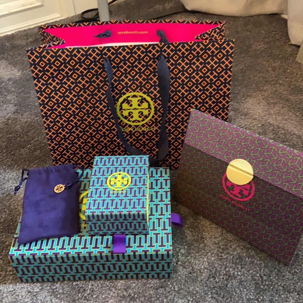 Tory Burch bags, boxes AND drawstring suede pouch